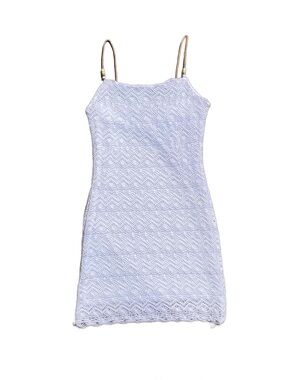 Y2K Vintage White Stretch Lace Bohemian Bodycon Mini Dress